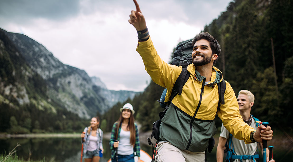 A group of young adventurers using travel and outdoor adventures to keep health and fit