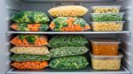 Various healthy frozen foods stored in a freezer